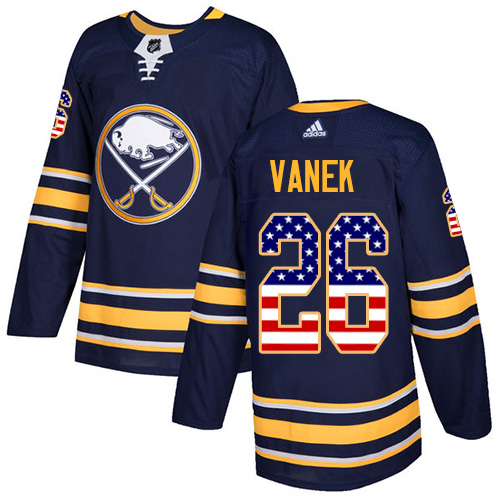 Adidas Sabres #26 Thomas Vanek Navy Blue Home Authentic USA Flag Stitched NHL Jersey